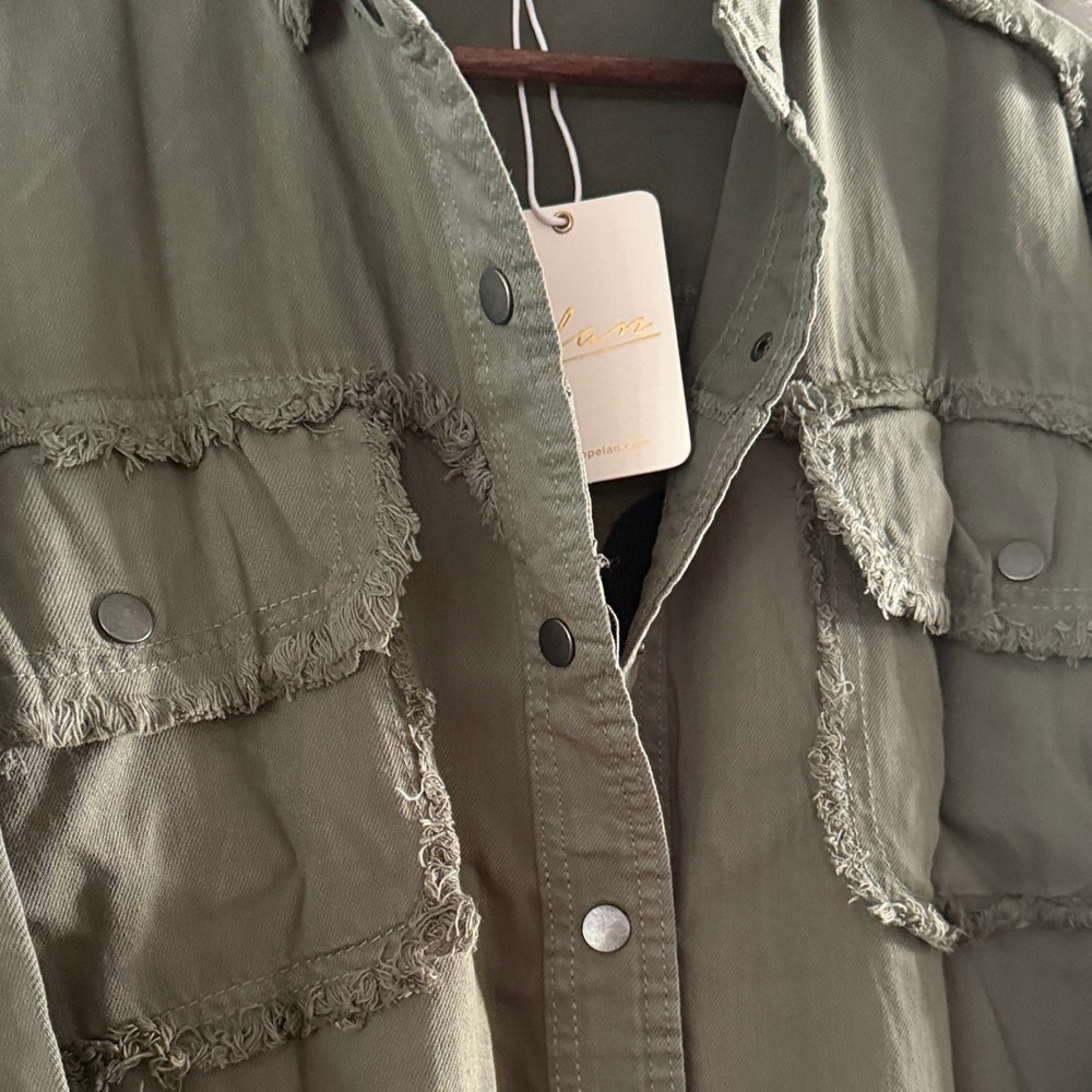 Elan Olive Rock & Roll Shacket- Size Small- Nwt View 6